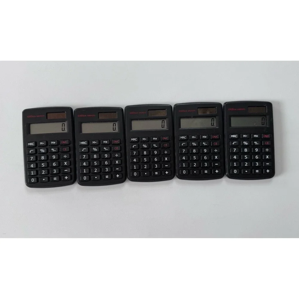 SMALL MINI POCKET CALCULATOR School Office 8 Digit Solar Power Set Of 5 Tested